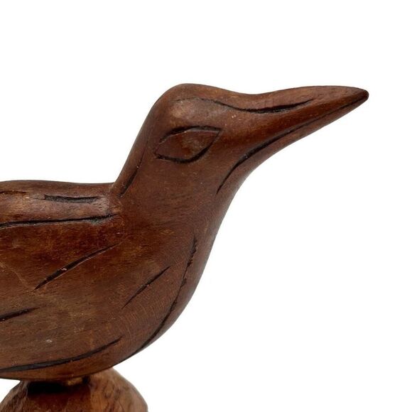 Vintage Hand Carved Wooden Bird Figurine - Picture 7 of 9